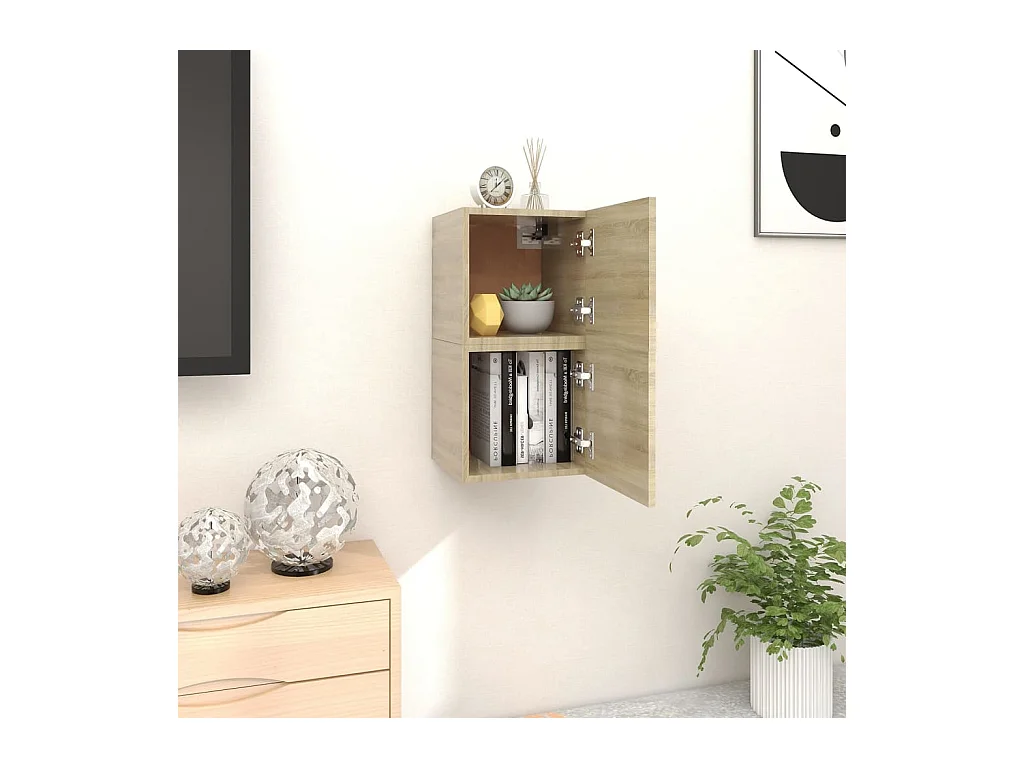 Tv-wandmeubelen 2 st 30,5x30x30 cm sonoma eikenkleurig NL248034