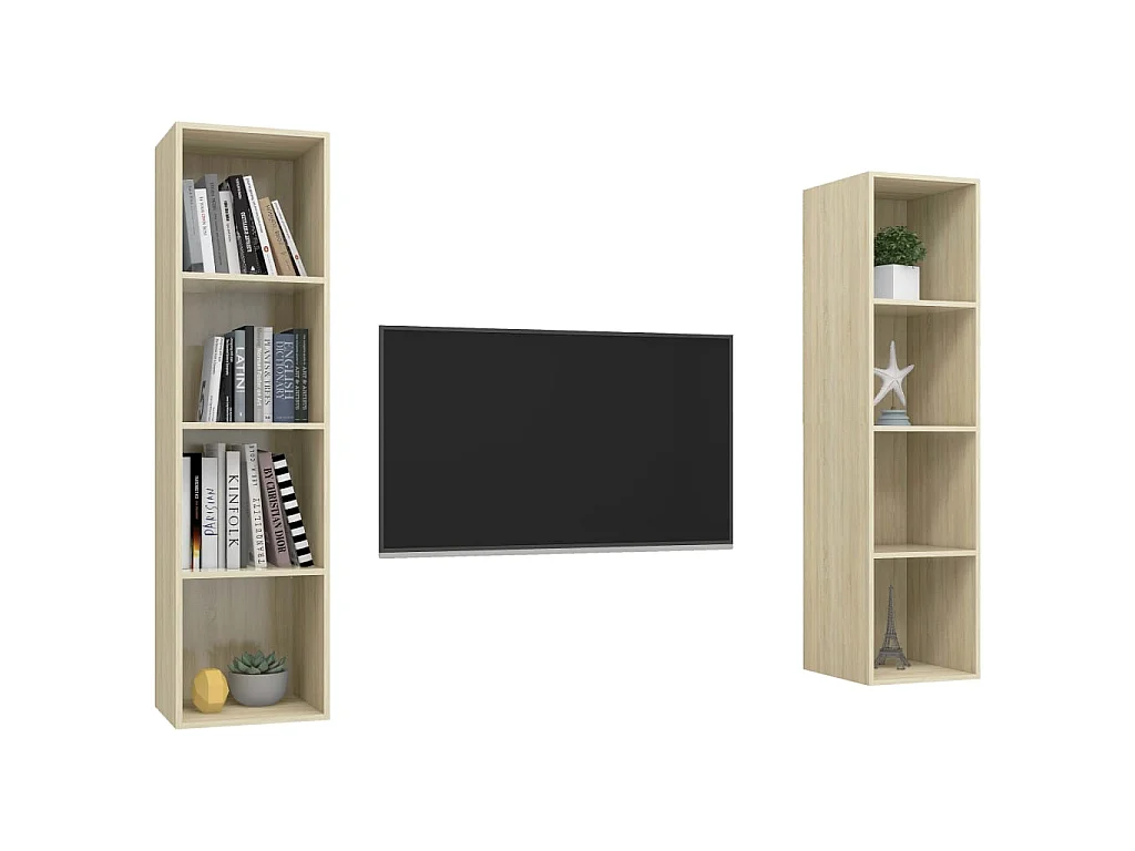 Armários de parede p/ TV 2pcs derivados madeira carvalho sonoma PT410591