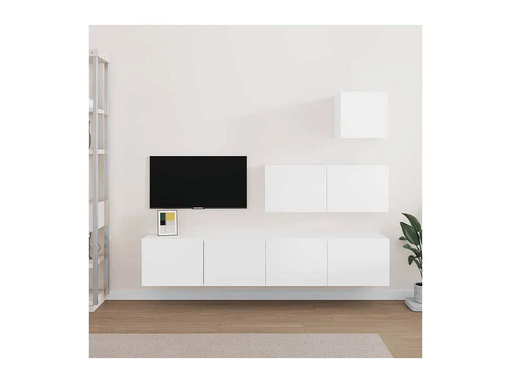 Meubles TV suspendus 4 pcs Blanc Bois d'ingénierie BE78588
