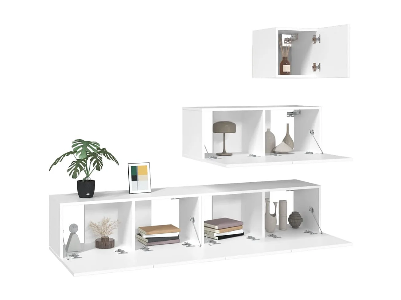 Meubles TV suspendus 4 pcs Blanc Bois d'ingénierie BE78588