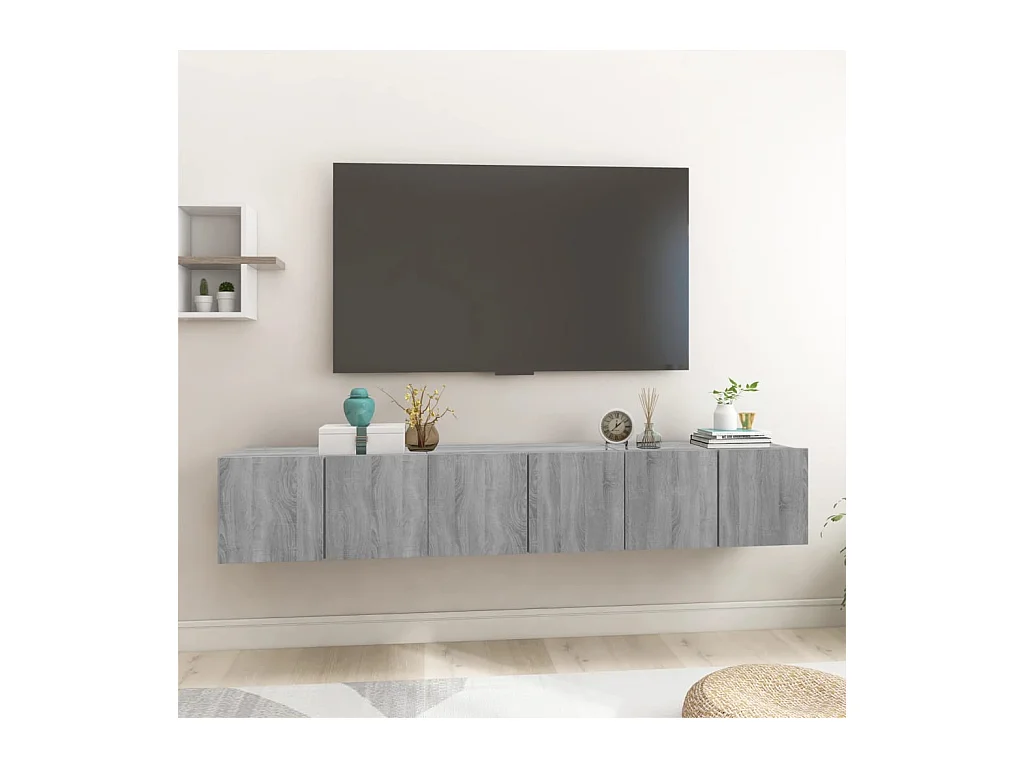3 pcs Meubles TV suspendus Sonoma gris 60x30x30 cm Bois LWW68229