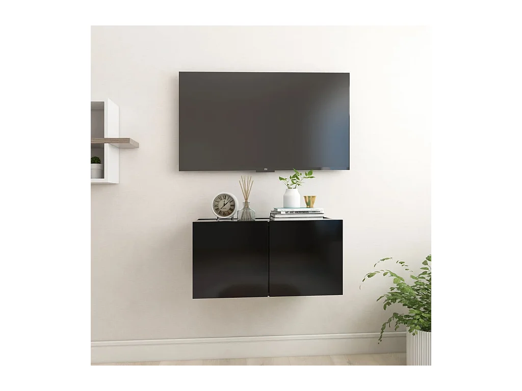 Meuble TV suspendu Noir 60x30x30 cm LWW13178