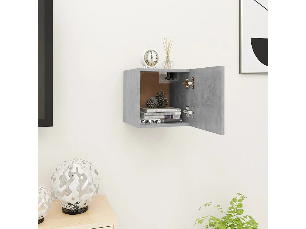 Meuble TV suspendu Gris béton 30,5x30x30 cm LWW18886