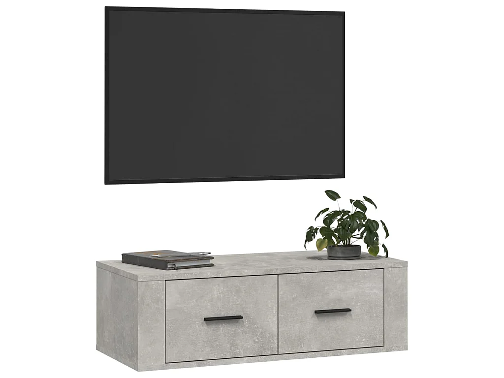 Mueble TV colgante madera gris hormigón 80x36x25 cm ES31860