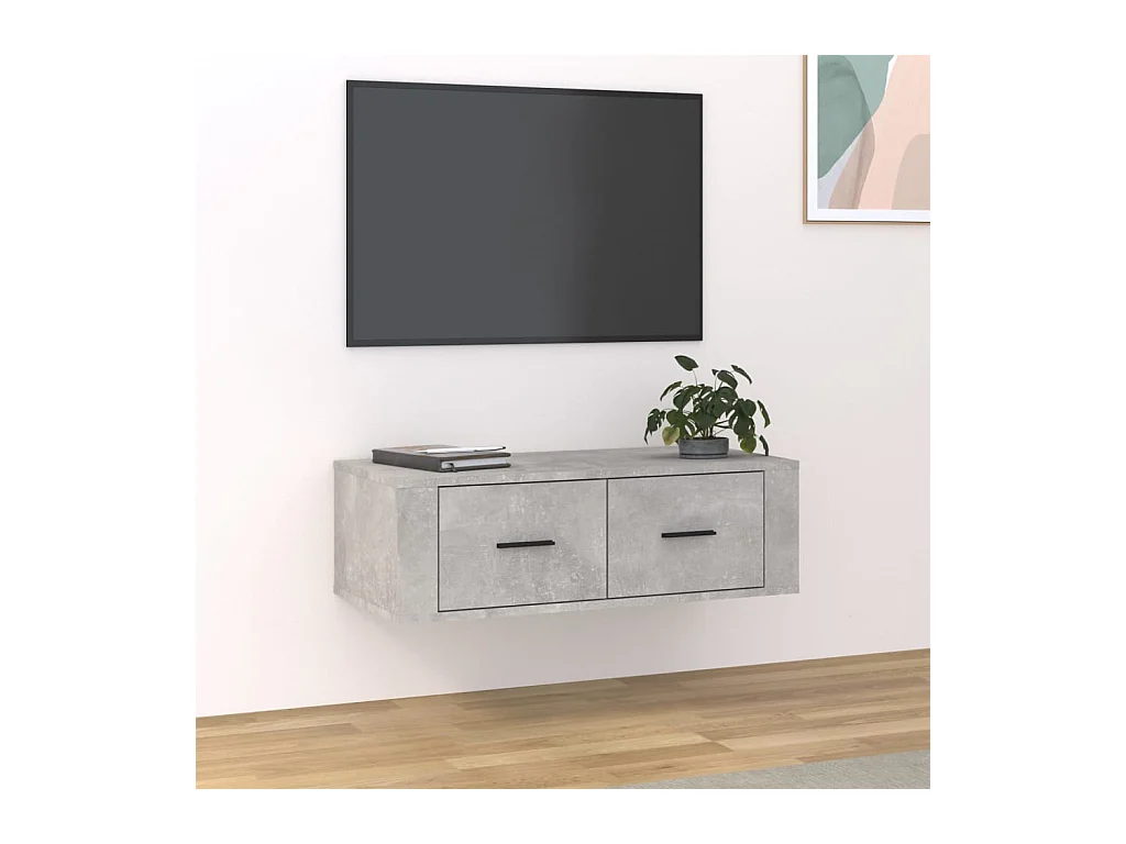 Meuble TV suspendu Gris béton 80x36x25 cm Bois d'ingénierie LWW22438