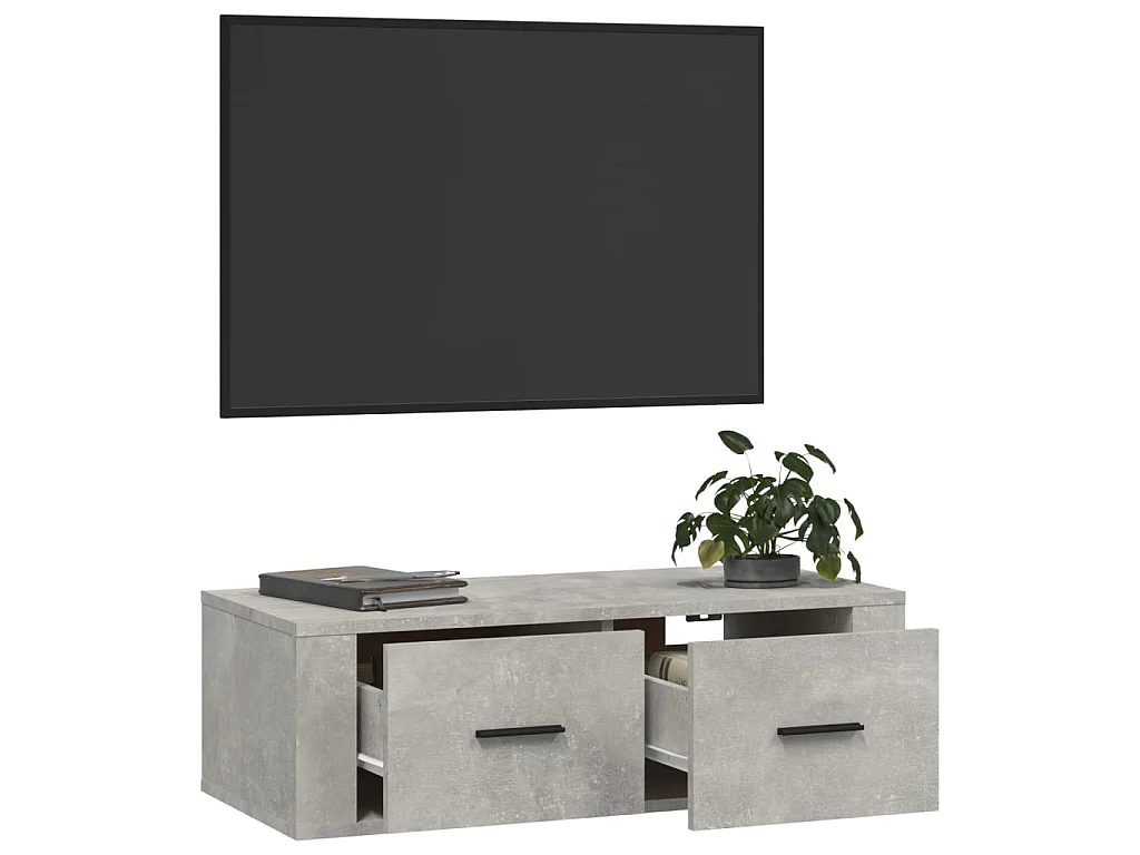 Meuble TV suspendu Gris béton 80x36x25 cm Bois d'ingénierie LWW22438