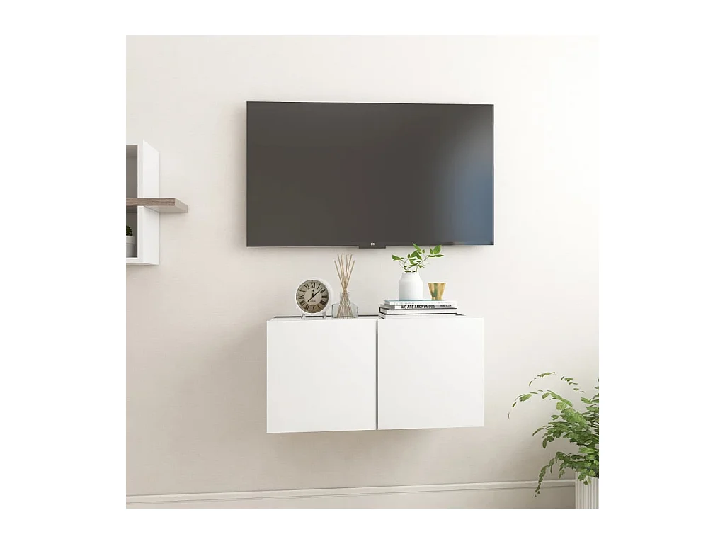 Meuble TV suspendu Blanc 60x30x30 cm LWW32920