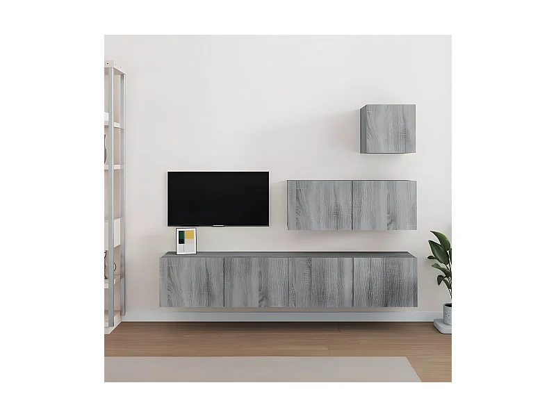 4-tlg. TV-Schrank-Set,TV-Möbel Grau Sonoma Holzwerkstoff -gkd466315