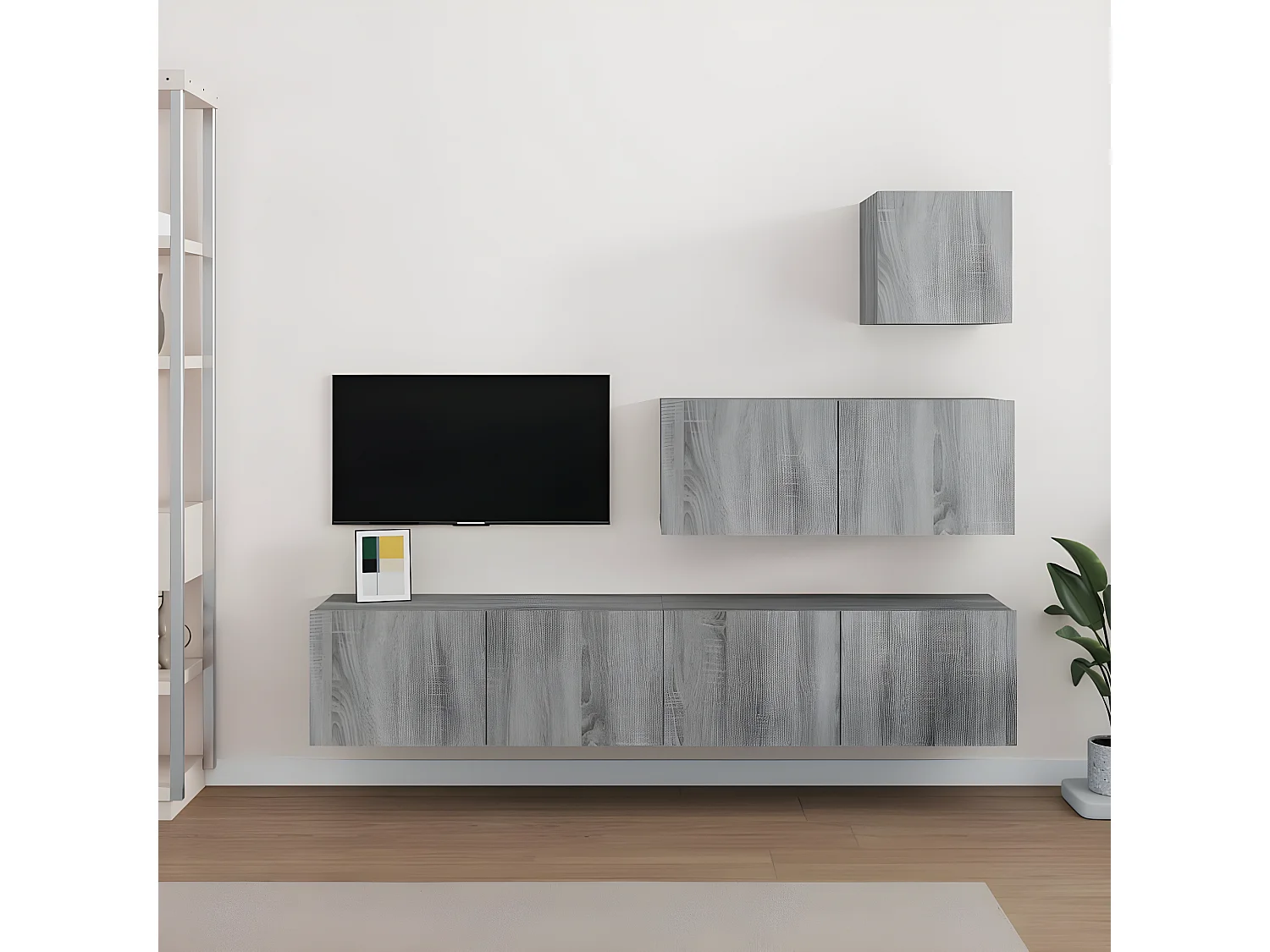 Set de muebles para TV 4 pzas madera contrachapada gris Sonoma ES35946