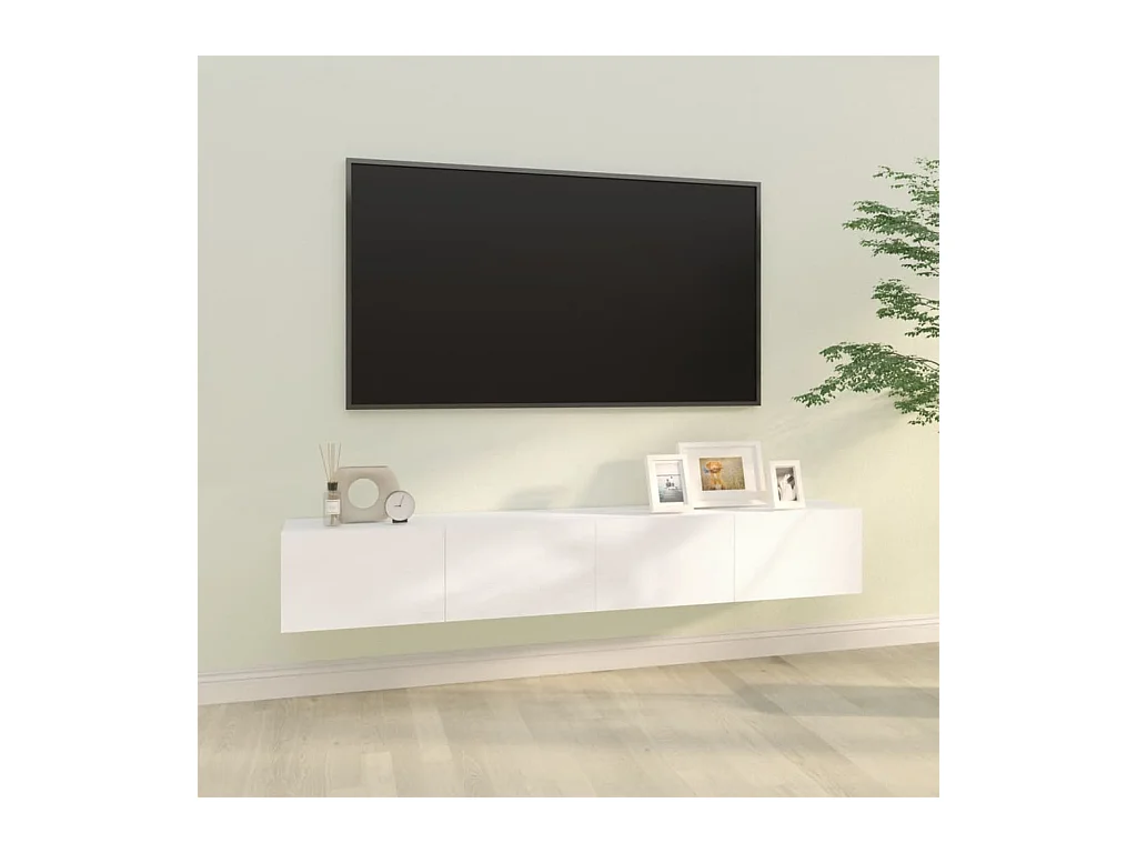 2 pcs Meubles TV suspendus Blanc 100x30x30 cm Bois d'ingénierie LWW55006