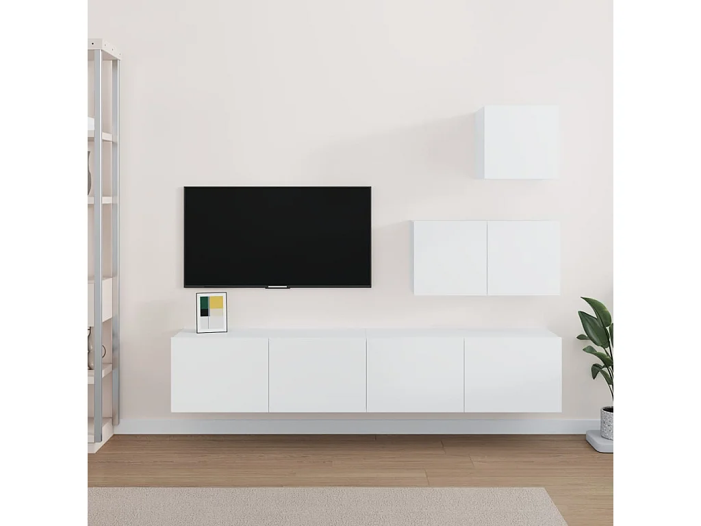 4-tlg. TV-Schrank-Set,TV-Möbel Weiß Holzwerkstoff -gkd391768