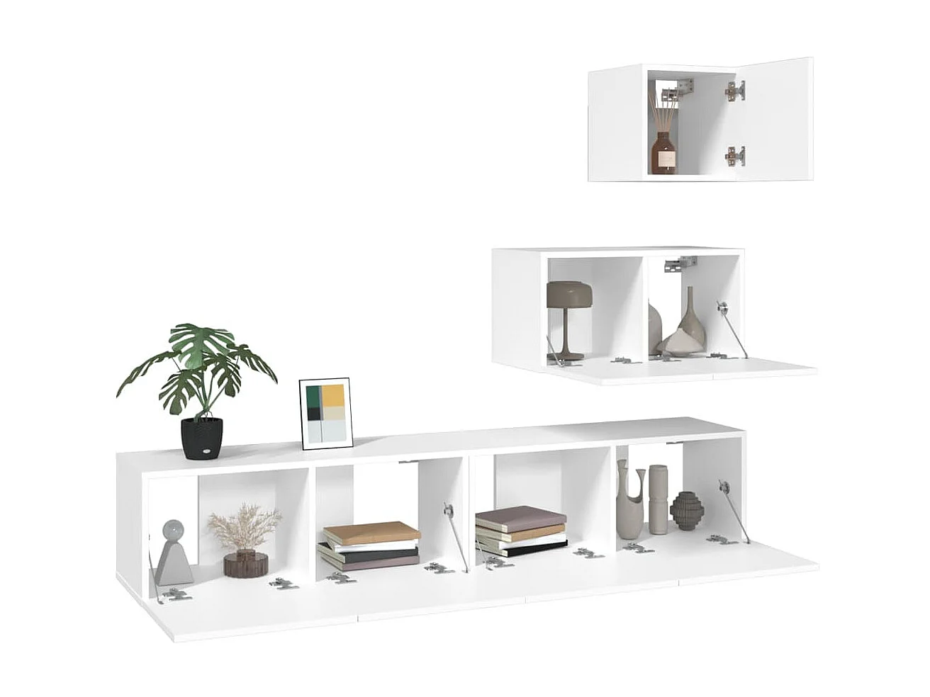 Meubles TV suspendus 4 pcs Blanc Bois d'ingénierie BE28818