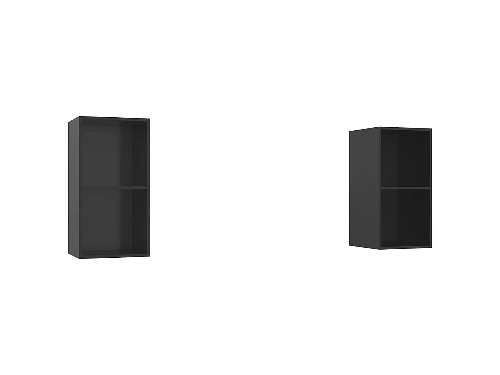 2 pcs Meubles TV suspendus Noir brillant Aggloméré LWW55465