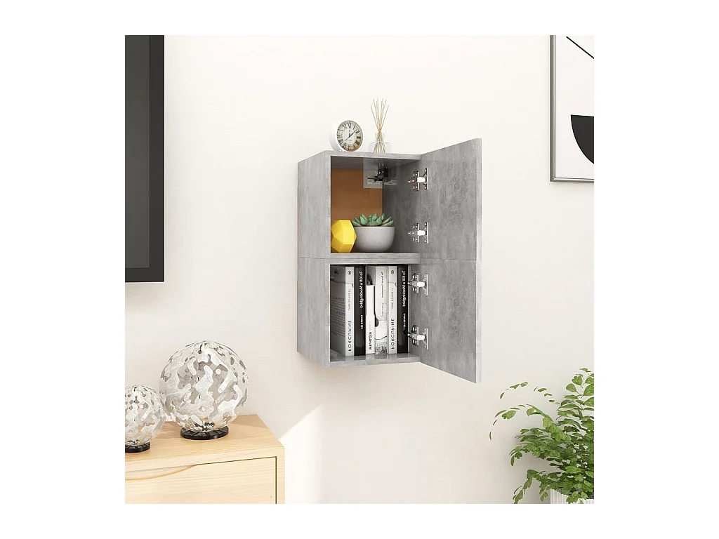 Tv-wandmeubelen 2 st 30,5x30x30 cm betongrijs NL691817