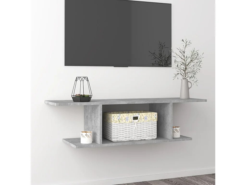 Meuble TV suspendu Gris béton 103x30x26,5 cm LWW27726