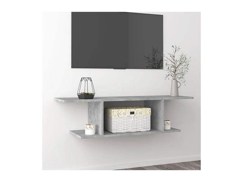Mueble TV de pared gris hormigón 103x30x26,5 cm ES25713