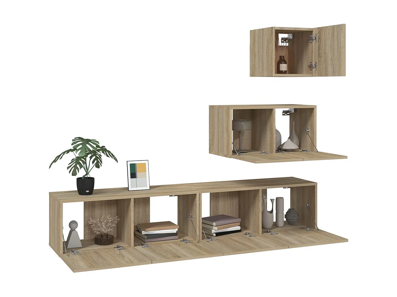 4-tlg. TV-Schrank-Set,TV-Möbel Sonoma-Eiche Holzwerkstoff -gkd968125