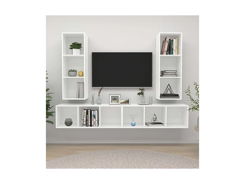 TV-Schränke,TV-Wandschränke 4 Stk. Weiß Holzwerkstoff -gkd734240