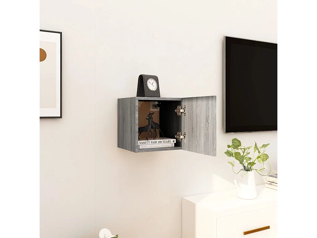 Mueble TV de pared gris Sonoma 30,5x30x30 cm ES36184
