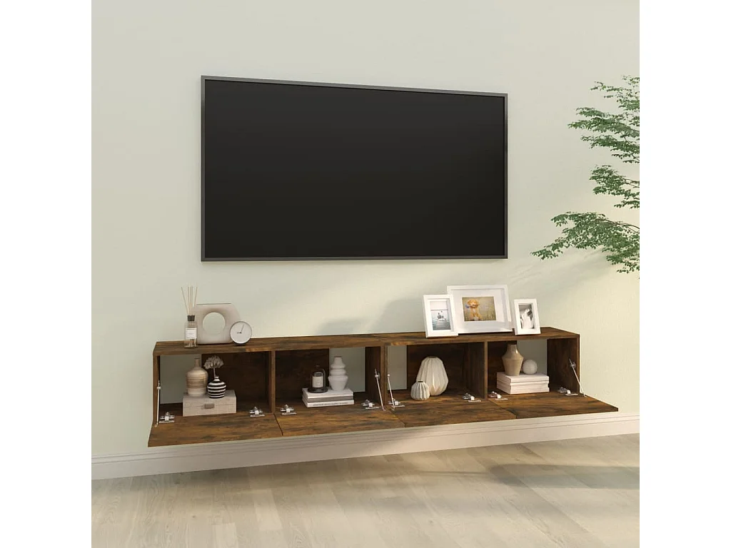 Tv-wandmeubels 2 st 100x30x30 cm bewerkt hout gerookt eiken NL506685