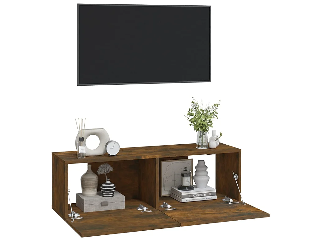 Tv-wandmeubels 2 st 100x30x30 cm bewerkt hout gerookt eiken NL506685