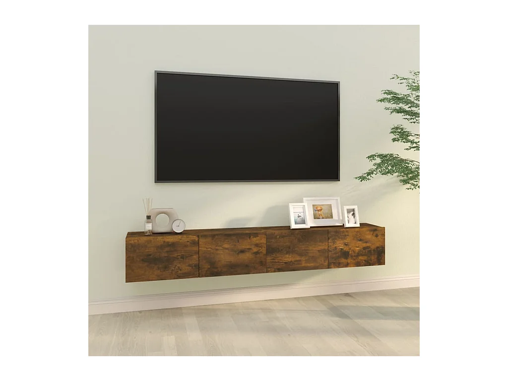 Tv-wandmeubels 2 st 100x30x30 cm bewerkt hout gerookt eiken NL506685