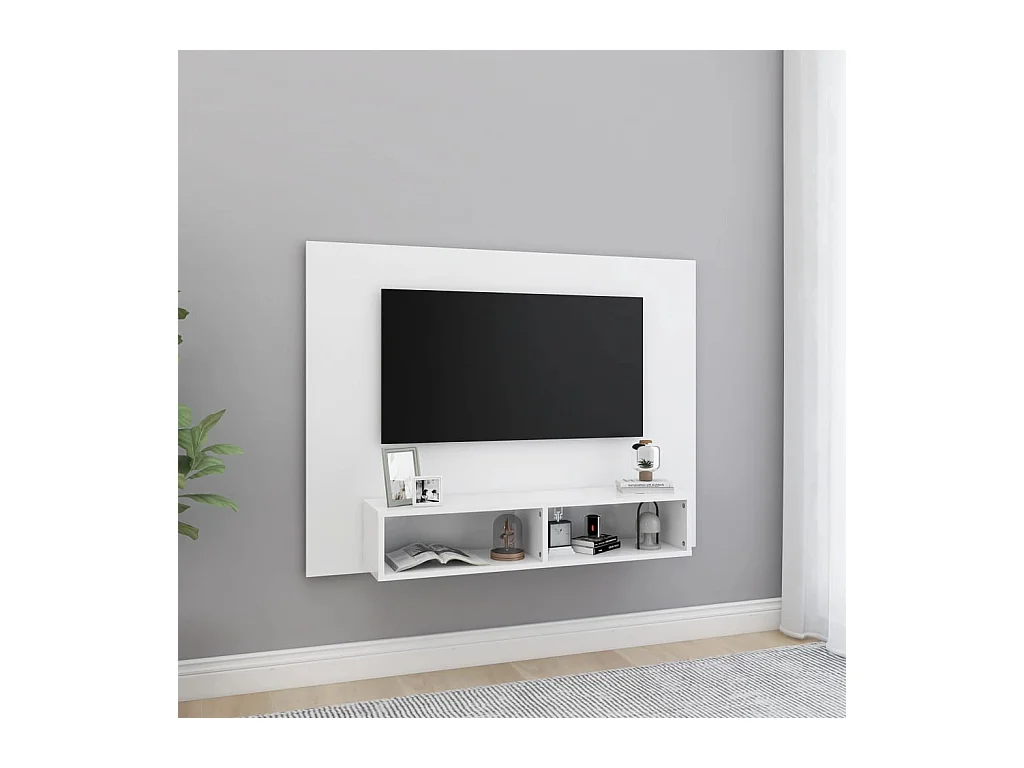 Tv-wandmeubel 120x23,5x90 cm bewerkt hout wit NL863531