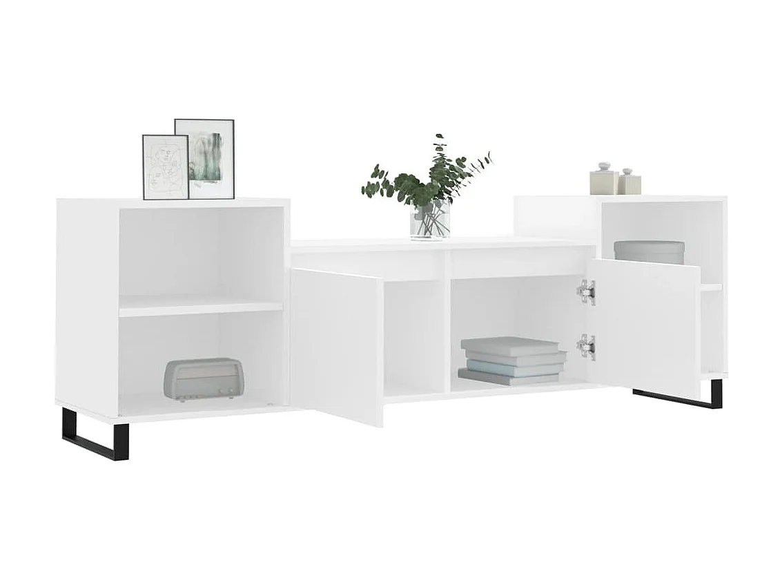 Meuble TV Moderne Blanc 160x35x55 cm Bois d'ingénierie BE9382