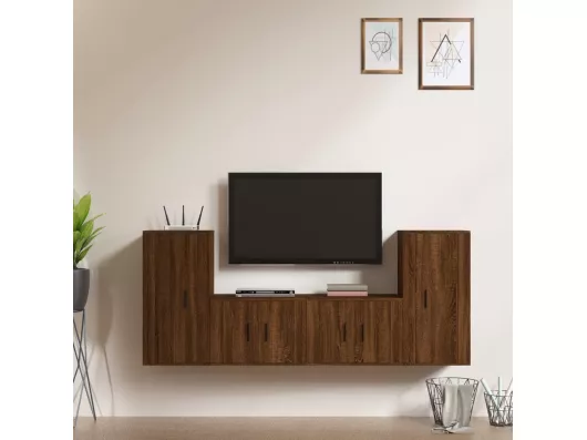 Kauf Unique 4-tlg. TV-Schrank-Set,TV-Möbel Braun Eichen-Optik Holzwerkstoff -gkd682251