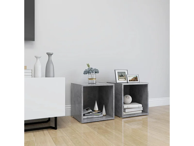 2 pcs Meubles TV Gris béton 37x35x37 cm Aggloméré BE84953