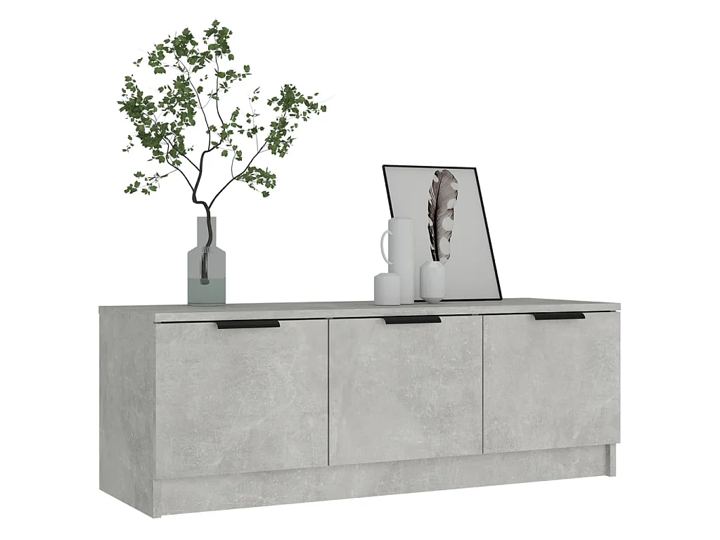 Meuble TV Gris béton 102x35x36,5 cm Bois d'ingénierie BE97316
