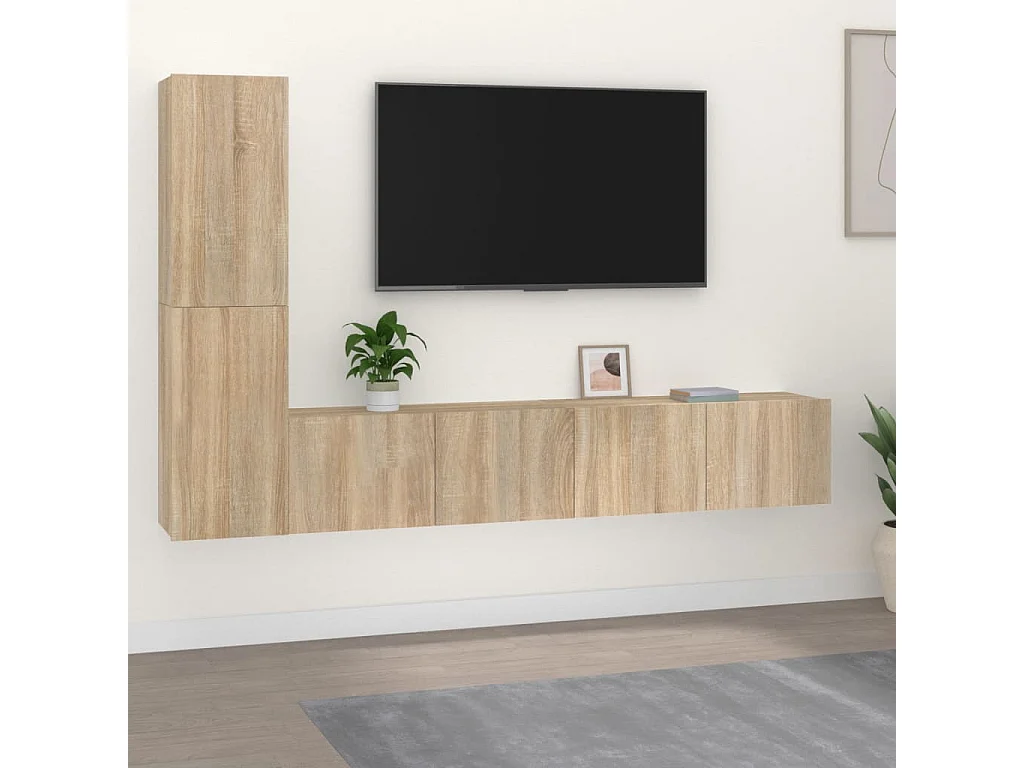 Ensemble de meubles TV 4 pcs Chêne sonoma Bois d'ingénierie BE39344