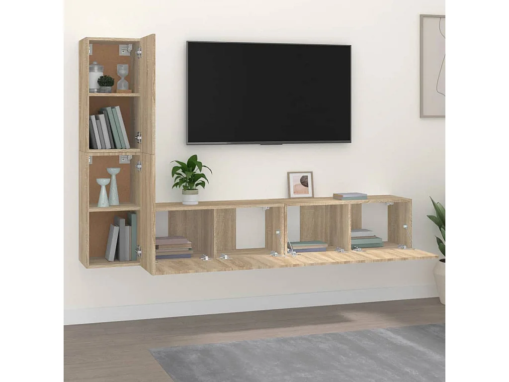 Ensemble de meubles TV 4 pcs Chêne sonoma Bois d'ingénierie BE39344
