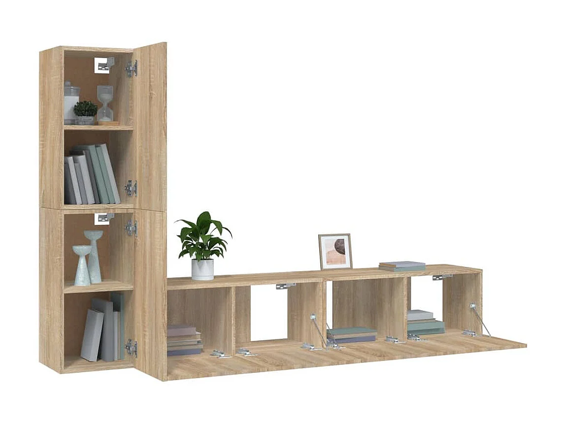 Ensemble de meubles TV 4 pcs Chêne sonoma Bois d'ingénierie BE39344