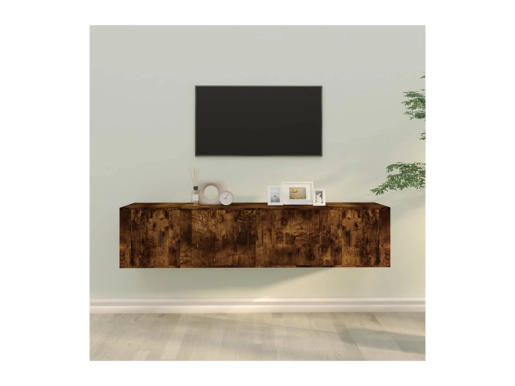 Set de muebles de TV 3 pzas madera contrachapada roble ahumado ES33824