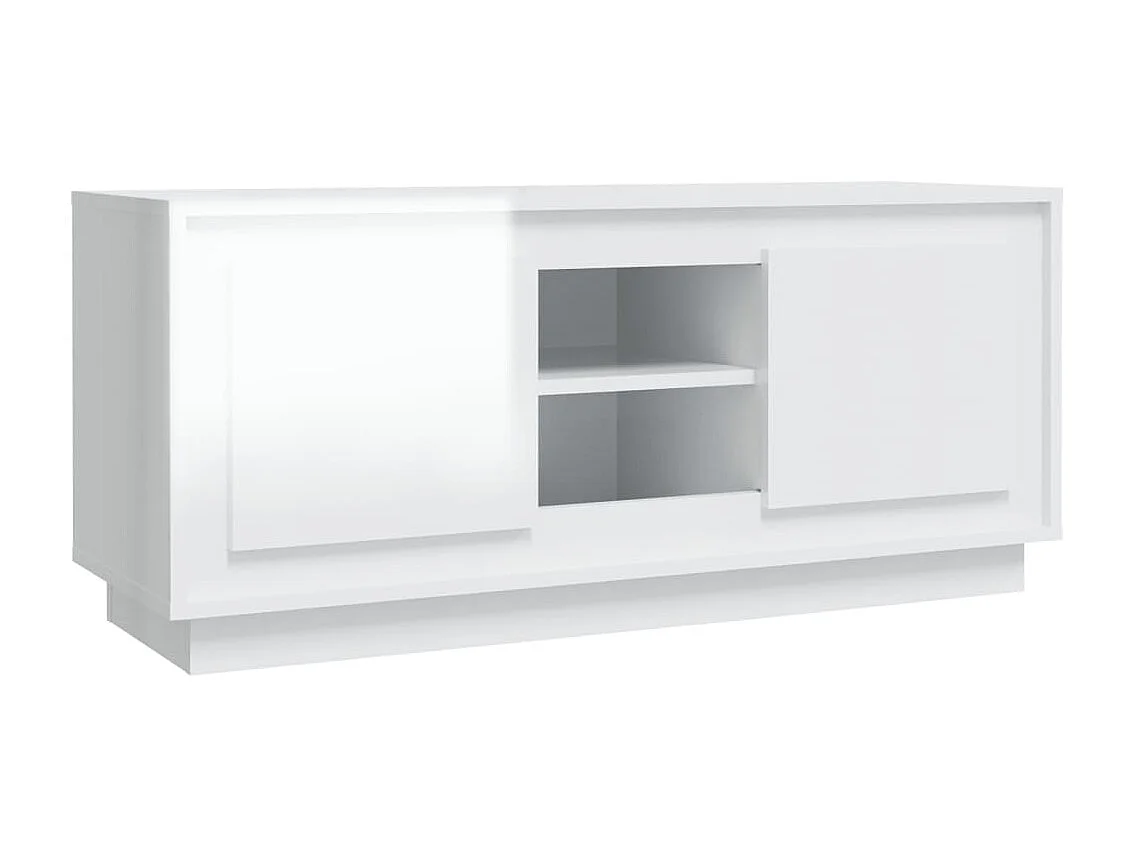 Mueble de TV madera contrachapada blanco brillo 102x35x45 cm ES85129
