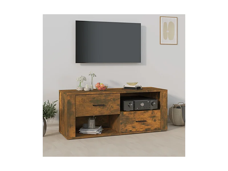 TV-Schrank,TV-Möbel Räuchereiche 100x35x40 cm Holzwerkstoff -gkd760492