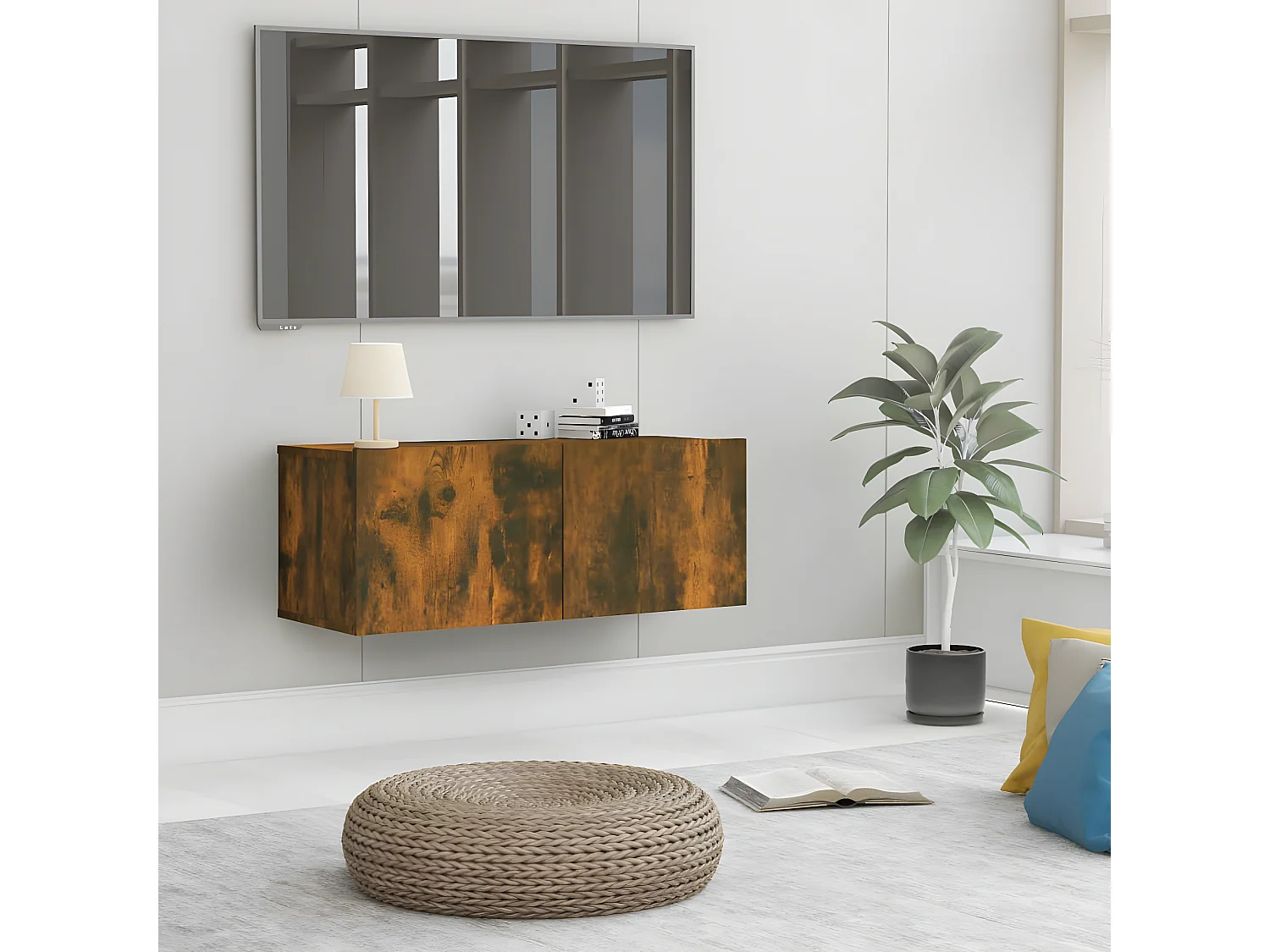 TV-Schrank,TV-Möbel Räuchereiche 80x30x30 cm Holzwerkstoff -gkd886521