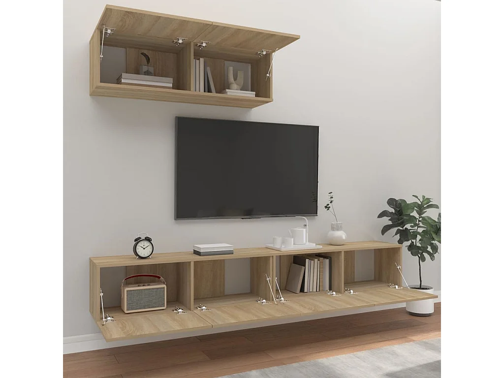 Ensemble de meubles TV 3 pcs Chêne sonoma Bois d'ingénierie BE84812