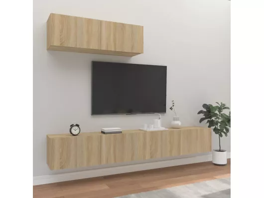 Kauf Unique 3-tlg. TV-Schrank-Set,TV-Möbel Sonoma-Eiche Holzwerkstoff -gkd832116