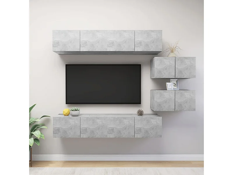 6-tlg. TV-Schrank-Set,TV-Möbel Betongrau Holzwerkstoff -gkd780482