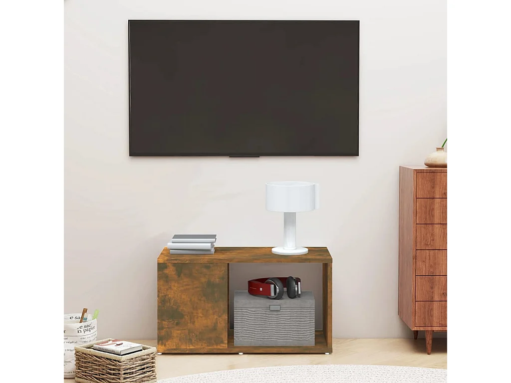 Meuble TV Chêne fumé 60x24x32 cm Bois d'ingénierie BE56172