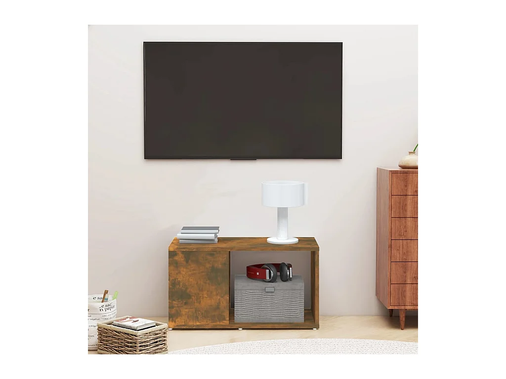 Meuble TV Chêne fumé 60x24x32 cm Bois d'ingénierie BE56172