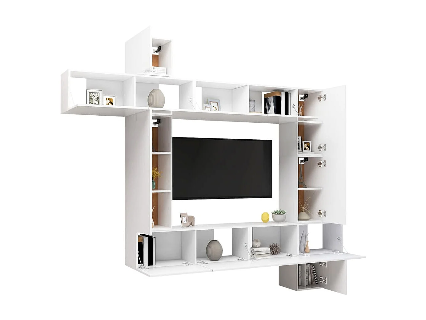9-tlg. TV-Schrank-Set,TV-Möbel Weiß Holzwerkstoff -gkd963580