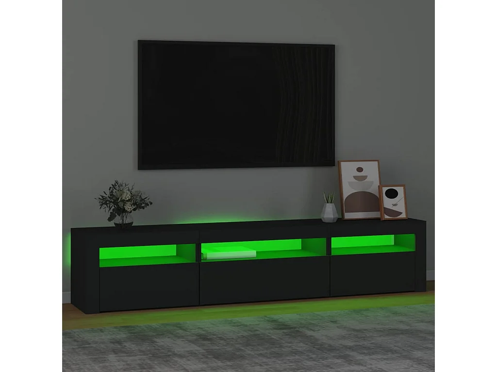 Meuble TV avec lumières LED Noir 195x35x40 cm BE56260