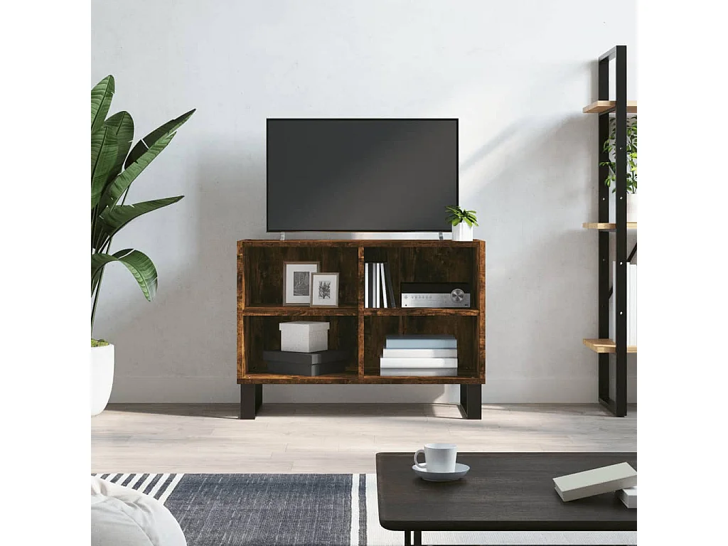 Meuble TV chêne fumé 69,5x30x50 cm bois d'ingénierie BE79890