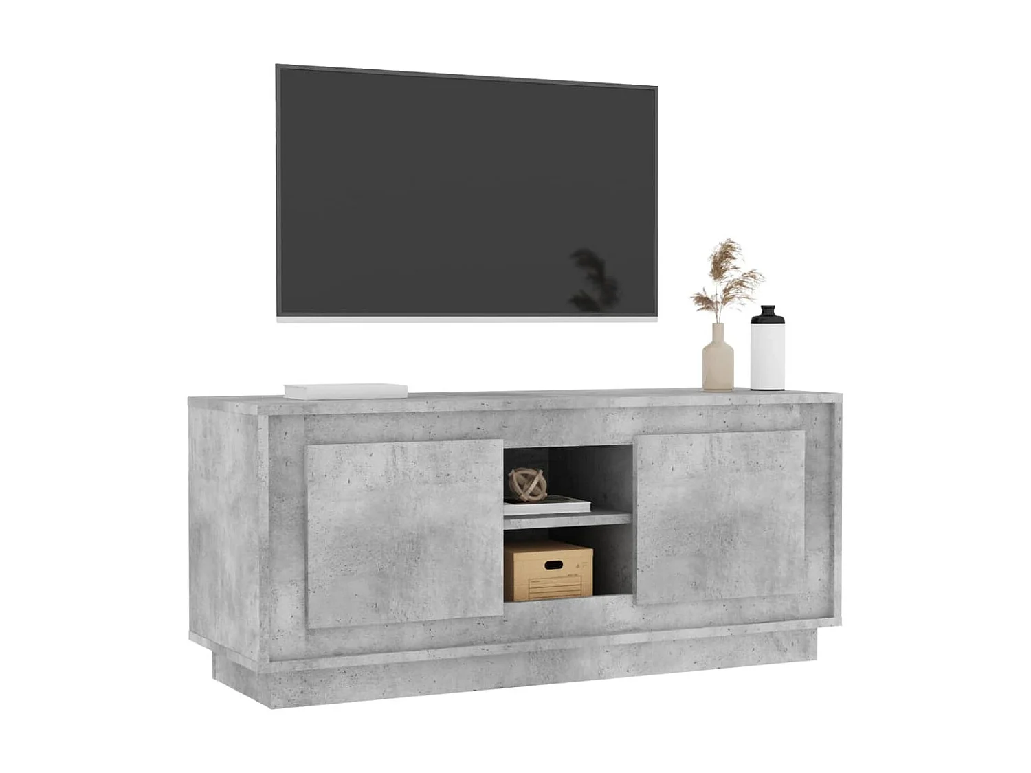 Meuble TV Gris béton 102x35x45 cm bois d'ingénierie BE54521