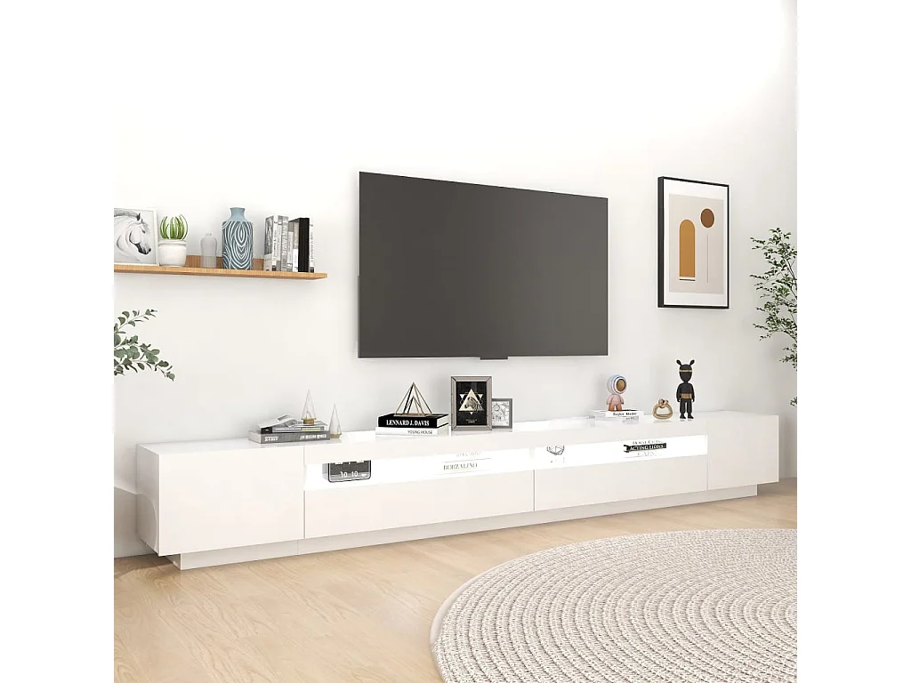 TV-Schrank,TV-Möbel mit LED-Leuchten Weiß 300x35x40 cm -gkd860316