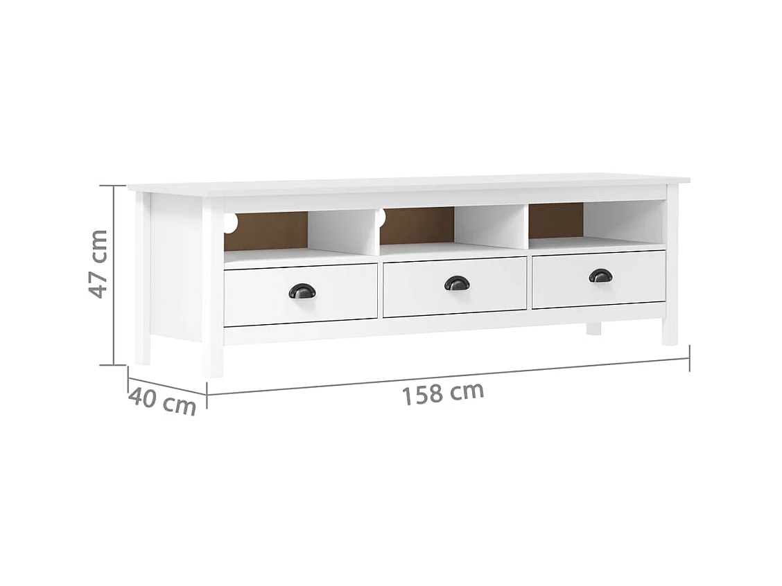 TV-Schrank,TV-Möbel Hill Weiß 158x40x47 cm Massivholz Kiefer -gkd846260