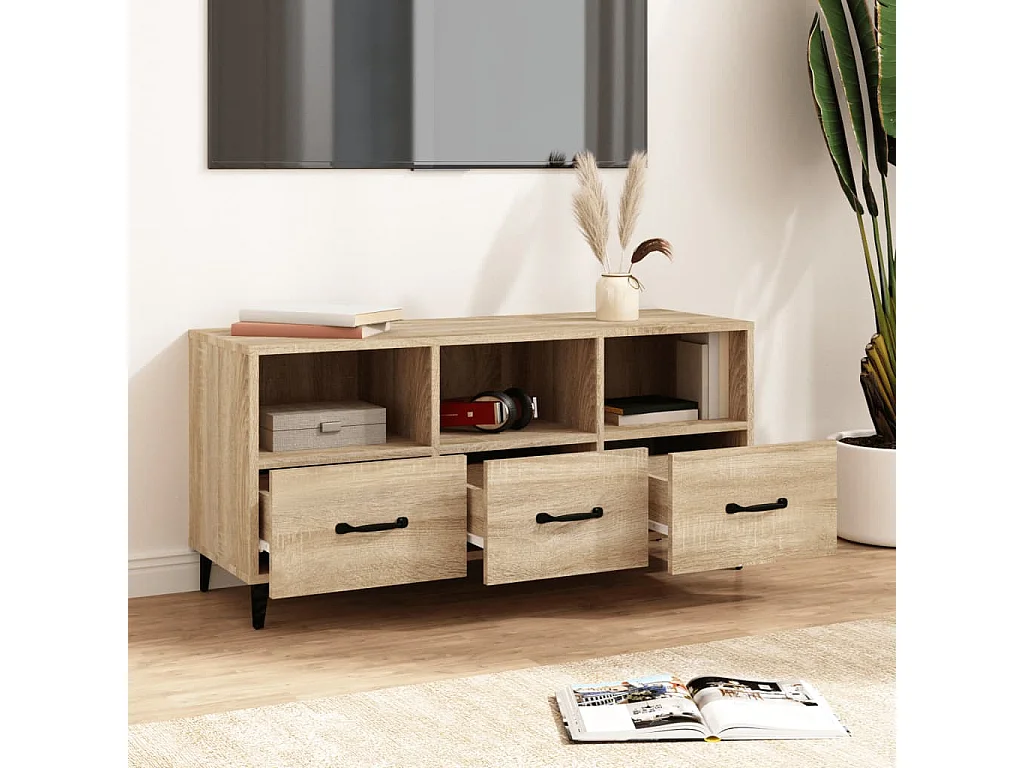 Tv-meubel 102x35x50 cm bewerkt hout sonoma eikenkleurig NL30140